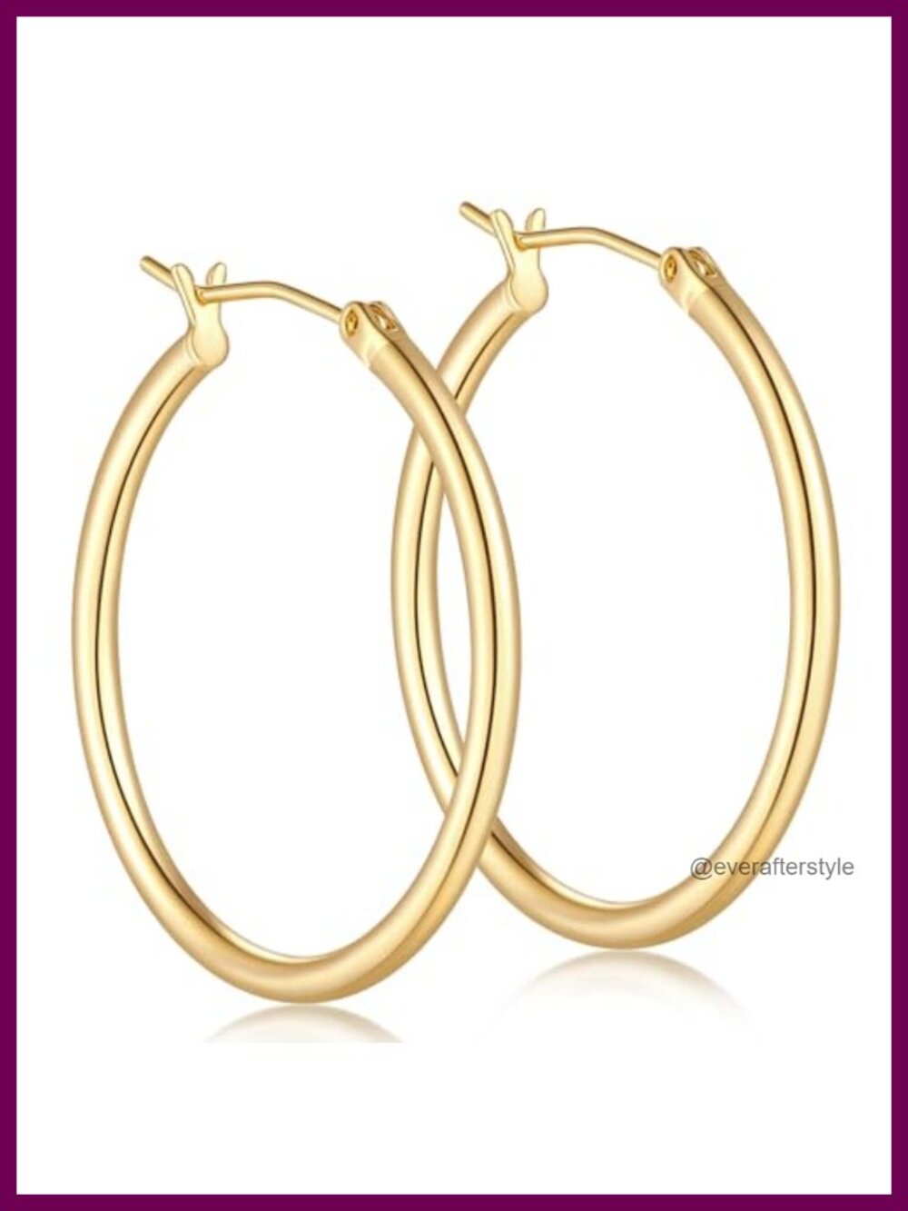 14K Gold Plated Hoop Earrings for Women Classic Circle Design 30mm
